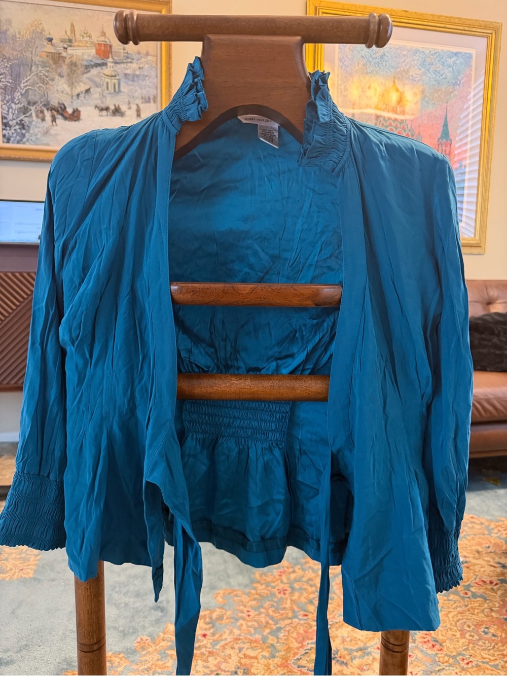 Diane von Furstenberg Teal Silk Blend Top
